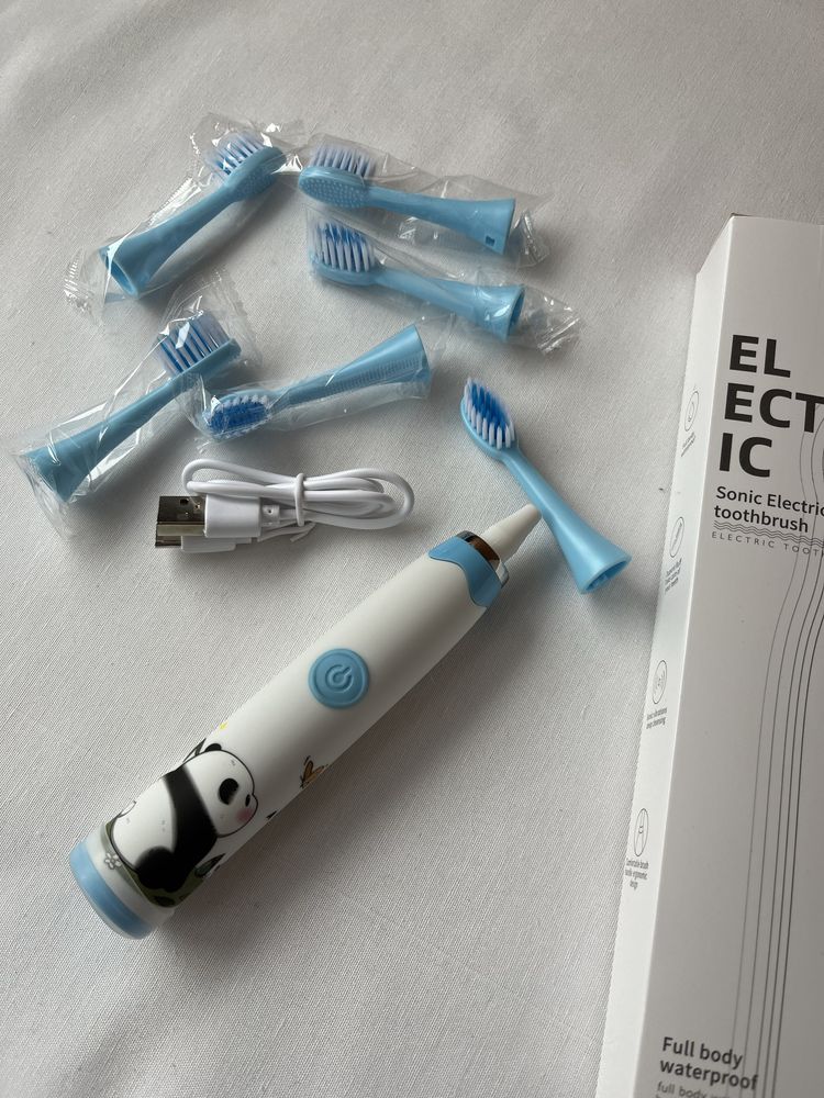 Дитяча зубна щітка 6 насадок USB TYPE-C, Електрична Аккумуляторна ТОП