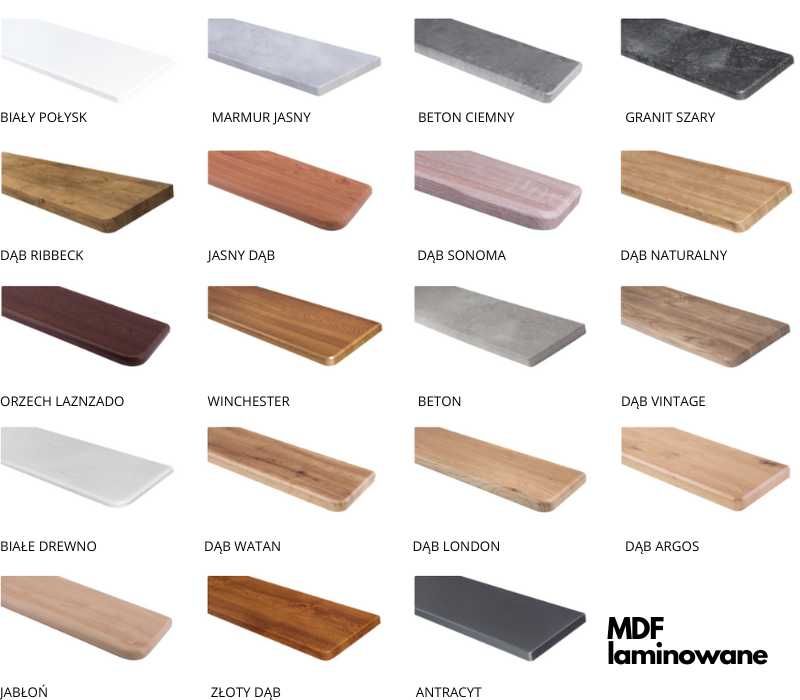 Parapety wewnętrzne MDF nowe! prosto od producenta Duży Wybór Kolorów!