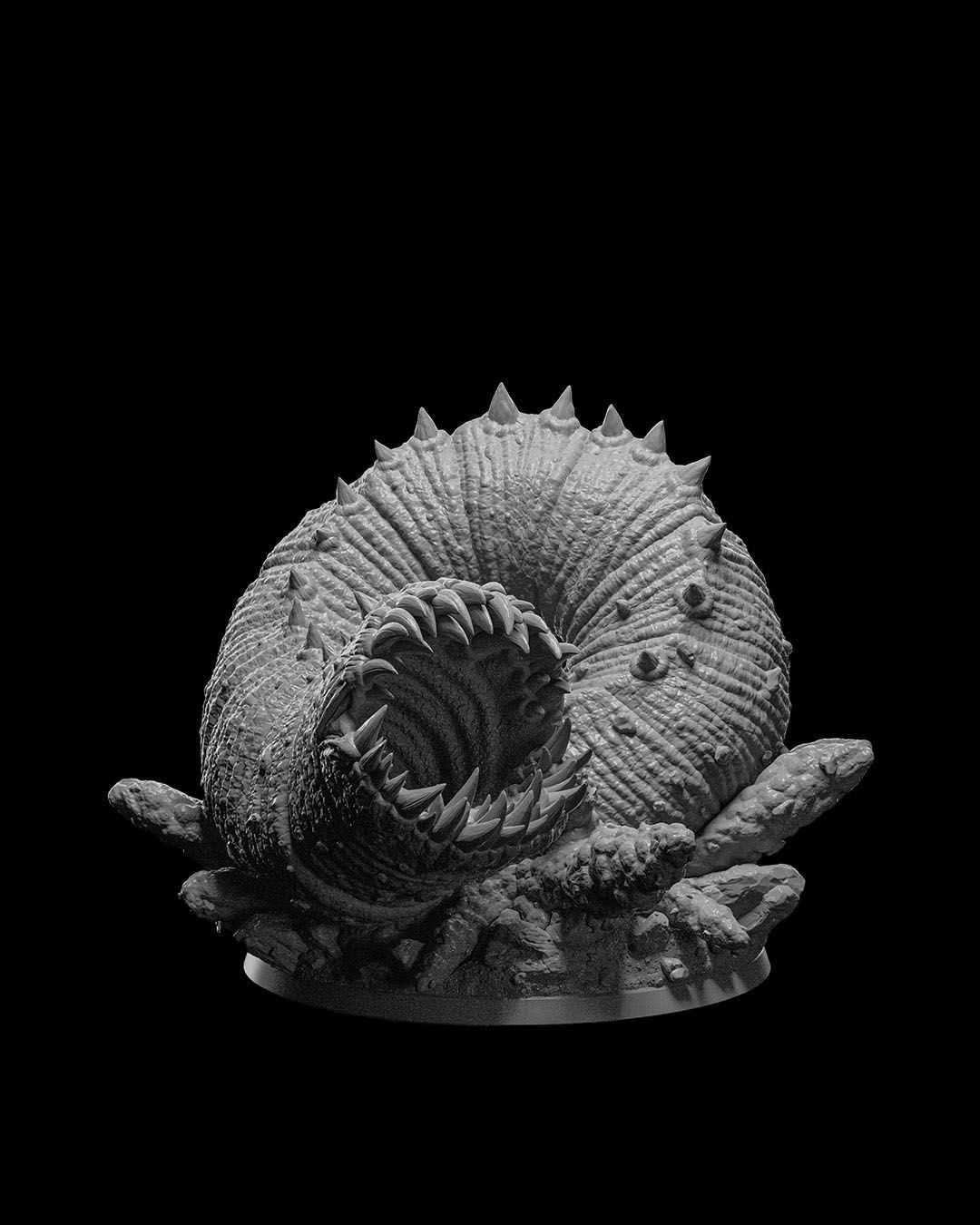 Olbrzymi Robak Piaskowy Figurka 32mm 14K zgodna z DnD RPG Pathfinder