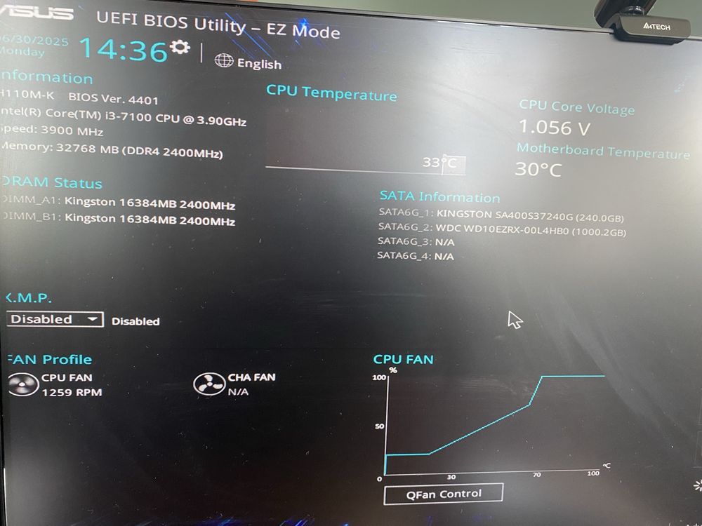 ПК Intel Core i3-7100 ,DDR4-12Gb 240GB SSD 1TbHDD/450W