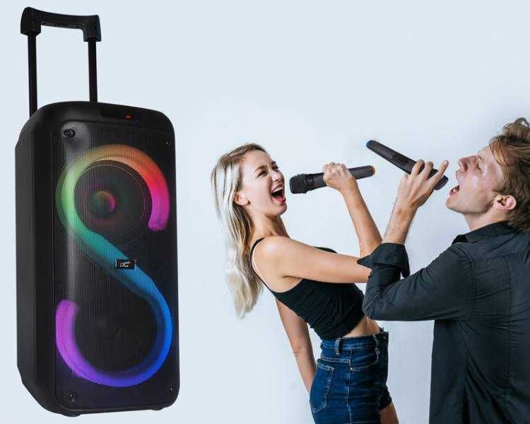 Głośnik bluetooth LTC 2x8`` 400W, 2 mikrofony i pilot USB/SD/AUX
