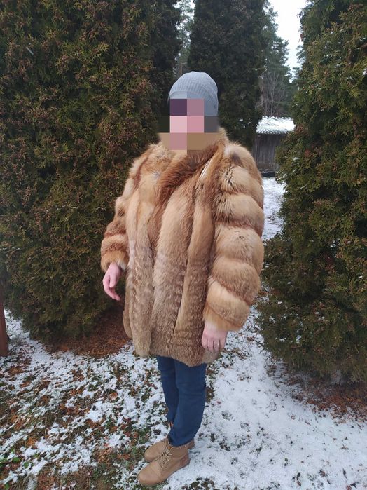Futro nowe z lisa rudego europejskiego płaszczyk, kurtka