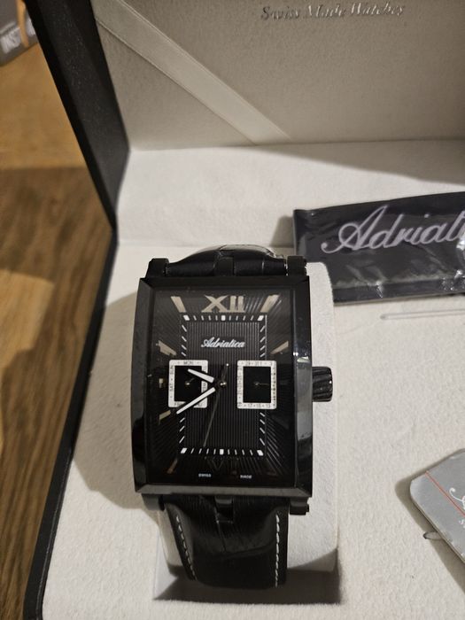 Zegarek męski Adriatica prostokąt koperta stan idealny