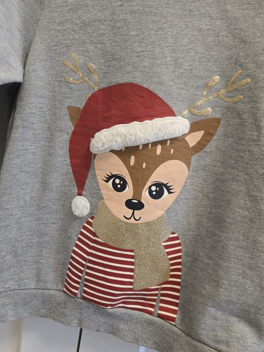 Bluza świąteczna Name it, r. 146/152, renifer, czapka Mikołaja