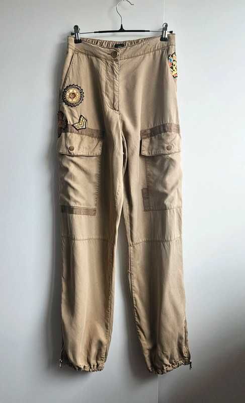 River Island spodnie lyocell beżowe utility r 36  casual