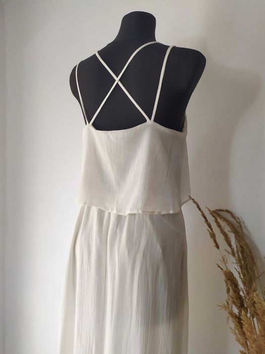 Esmara Sukienka maxi Biała Kremowa Na ramiączkach Hippie Boh 40