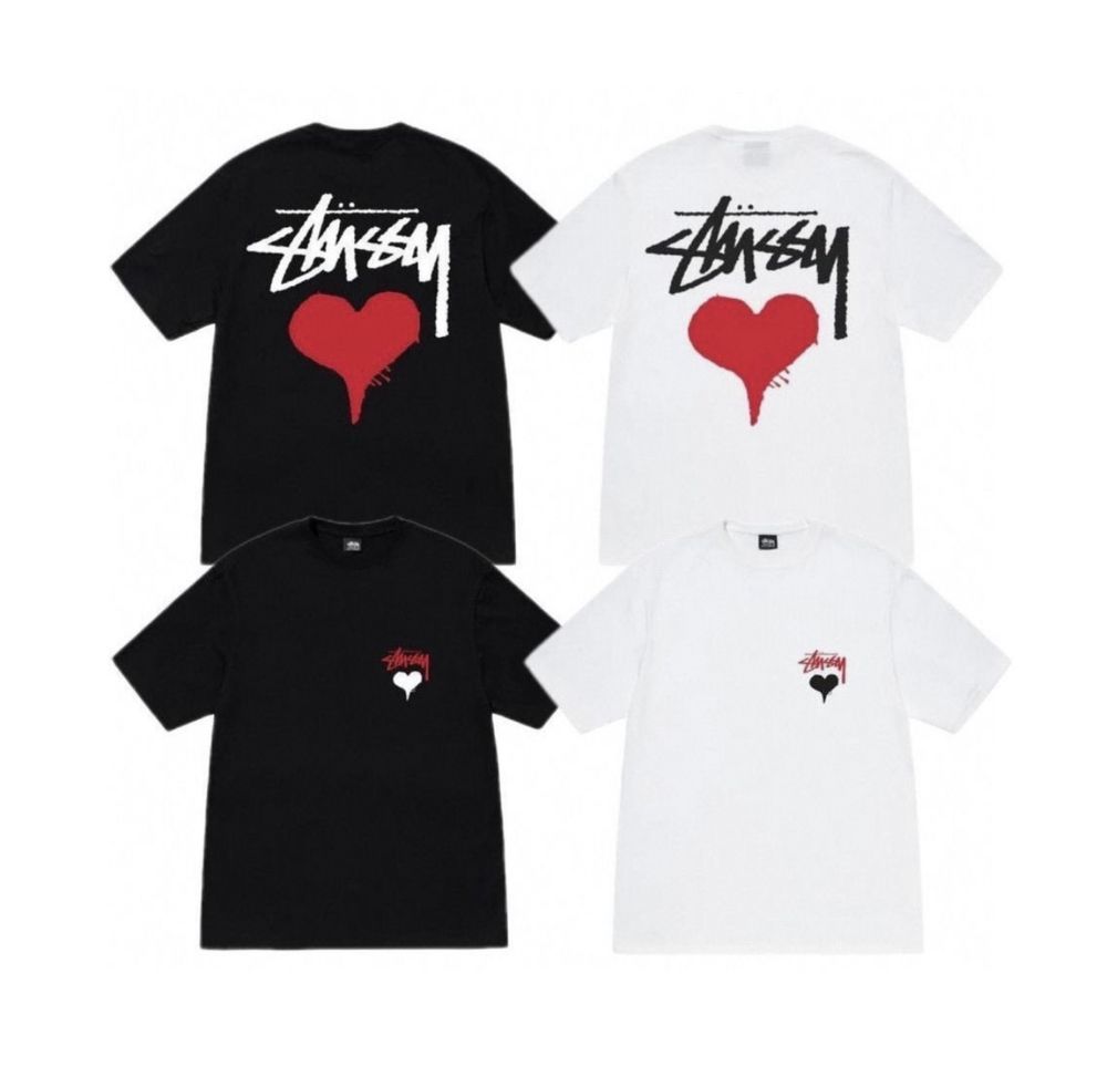 Мужские футболки Stussy унисекс стусси худи с сердцем