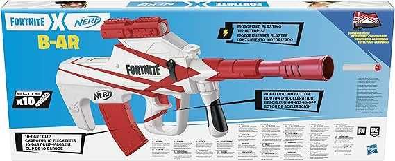 NERF Fortnite B-AR Motorized Dart Blaster, 10 Darts multicolorido