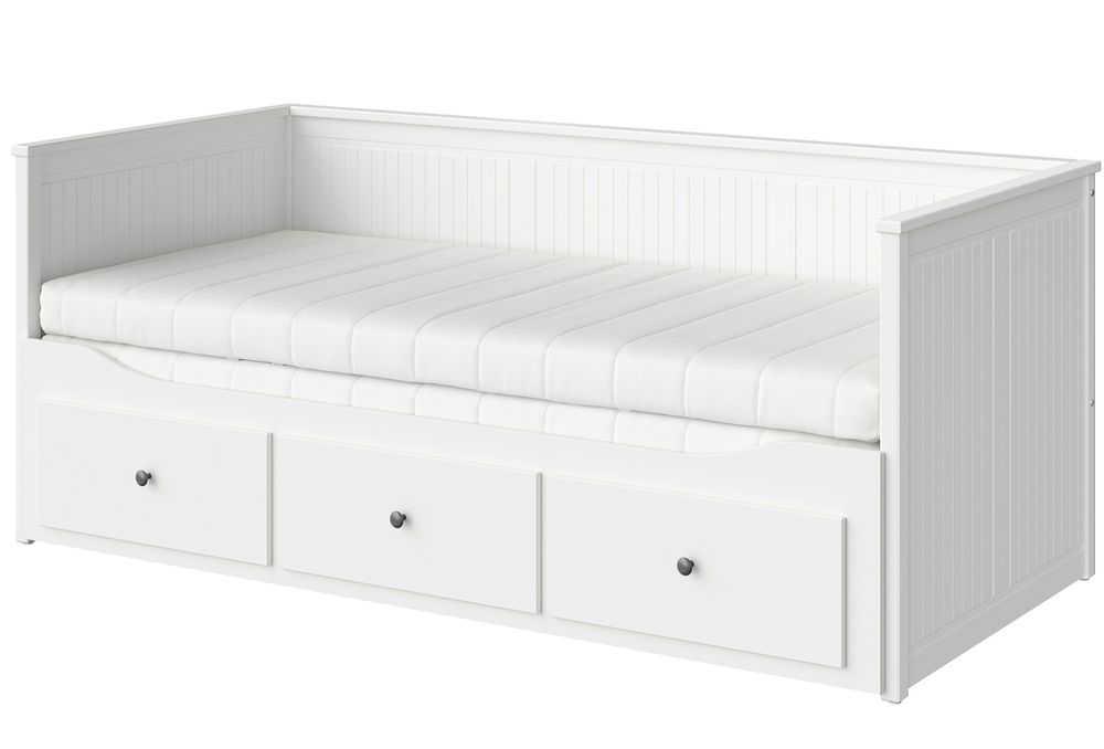 Łóżko leżanka HEMNES IKEA 3 szuflady 2 materace białe 80x200