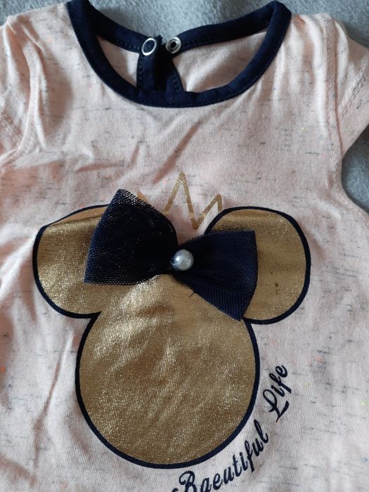 Komplet bluzeczka i spodnie 62 dla niemowlaka myszka Minnie Miki kokar
