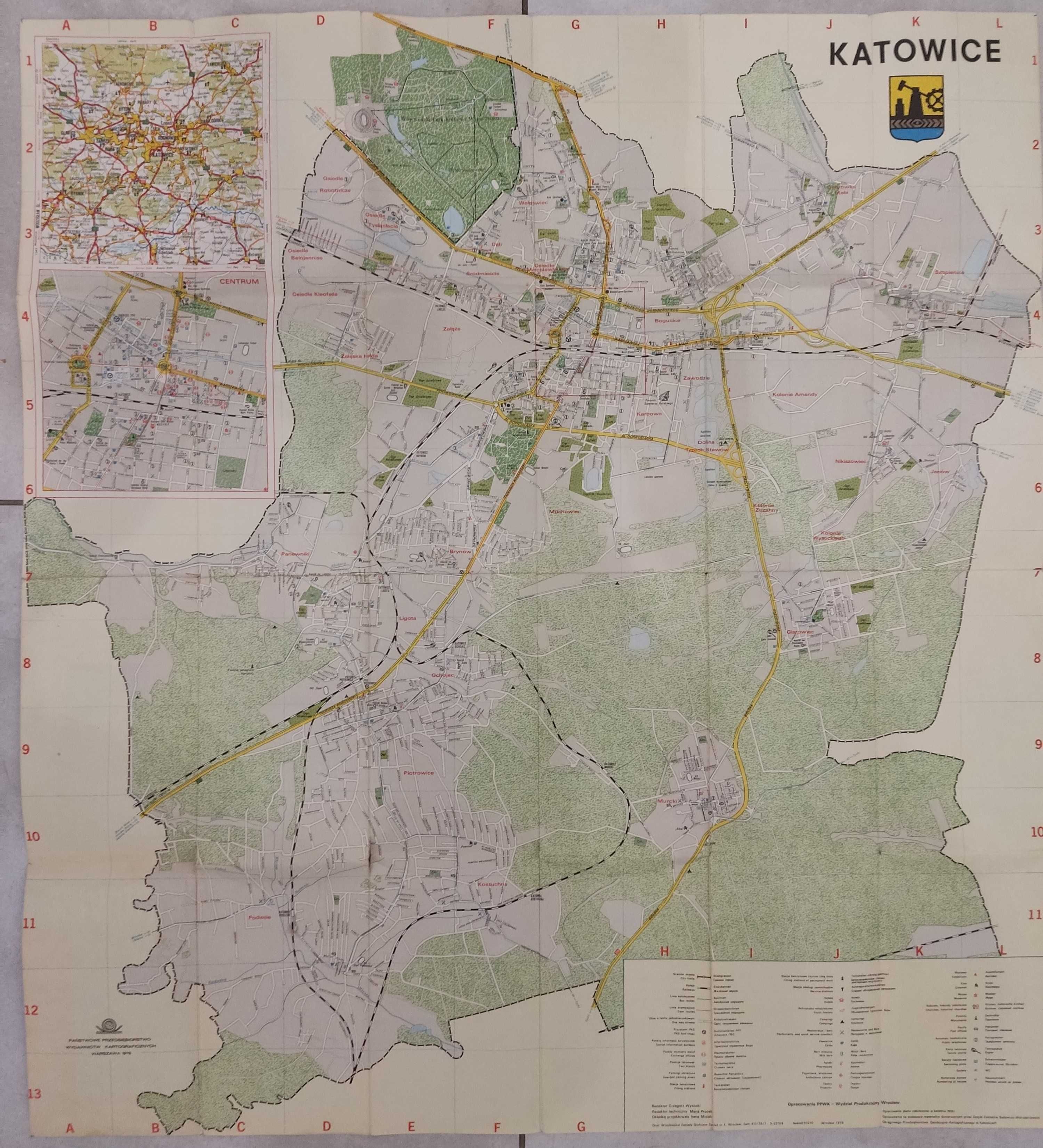 Plan miasta Katowice - mapa z 1978 roku