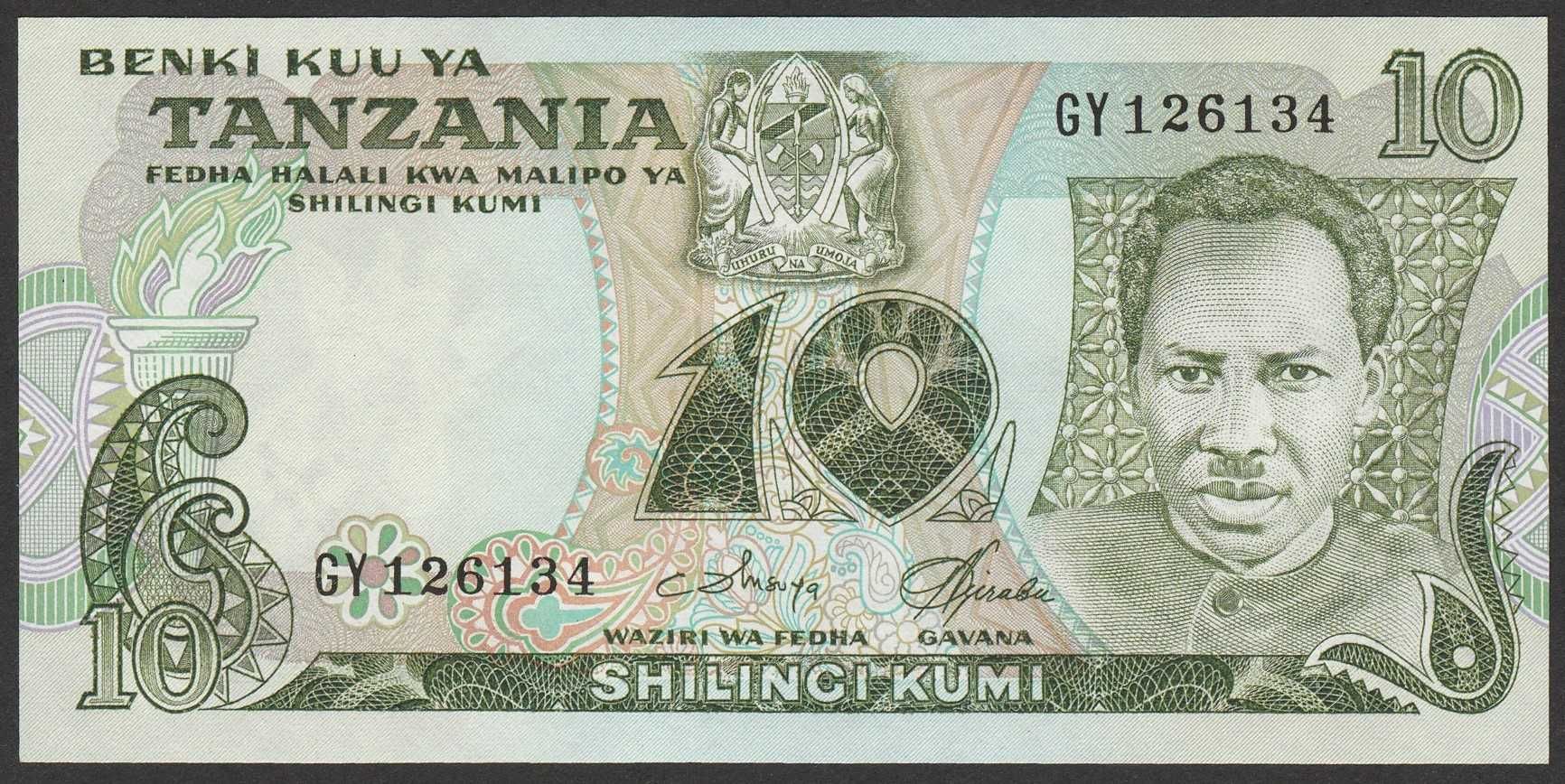 Tanzania 10 shilling 1978 - Julius Nyerere - stan bankowy UNC