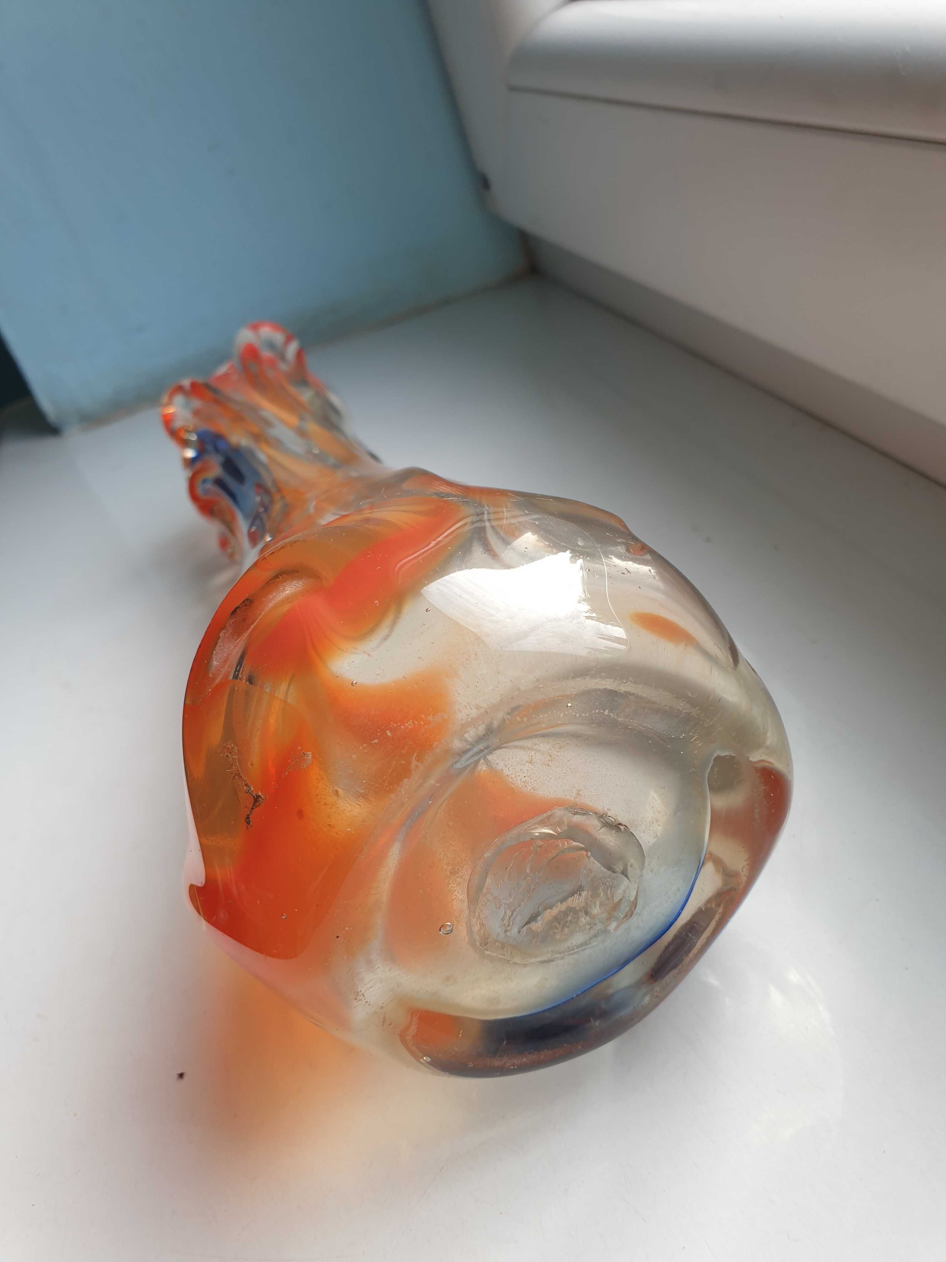 wazon Sękacz  27 cm grube szkło kolorowe PRL