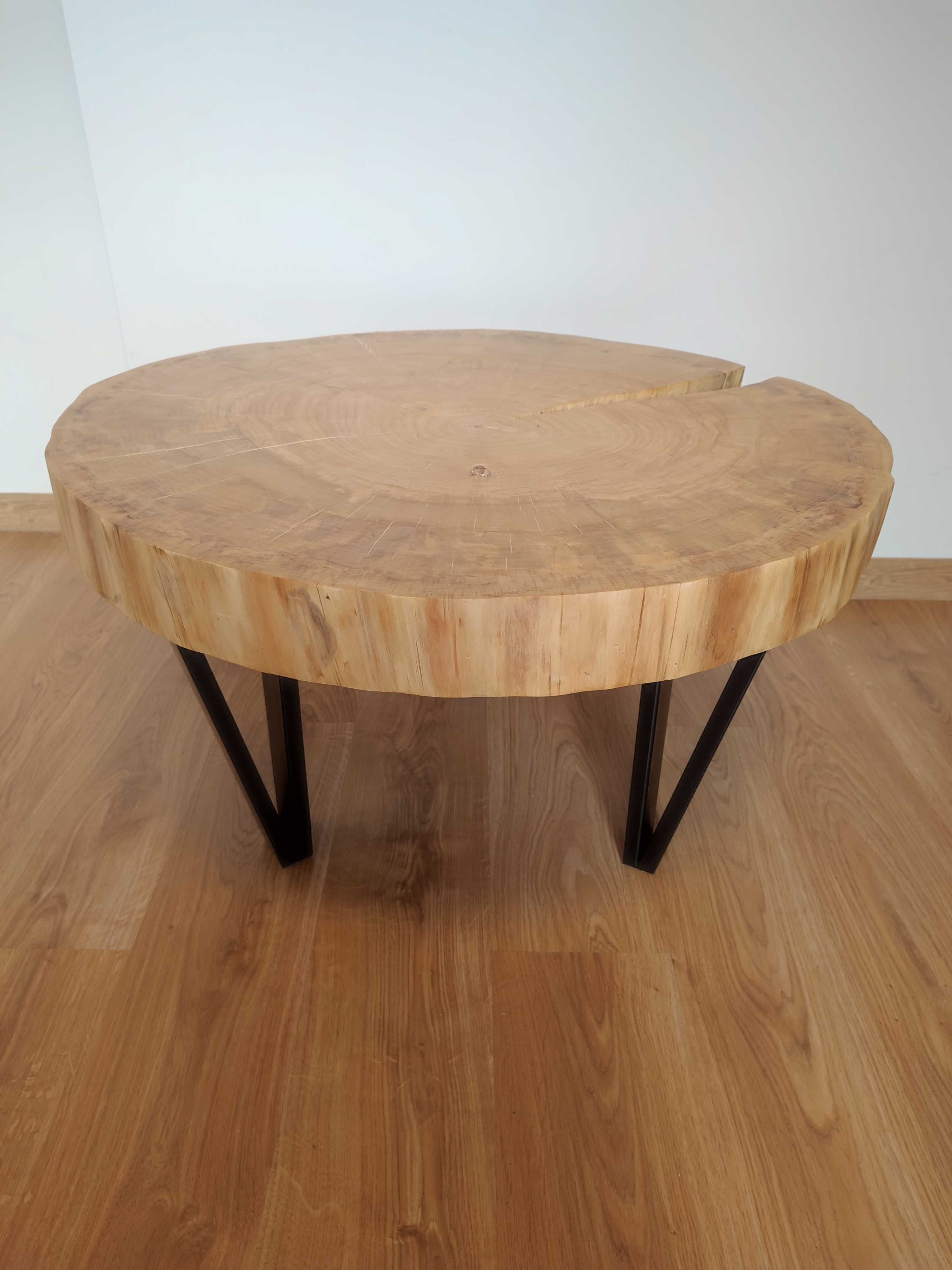 Stół Ława z plastra drewna - naturalny, duży, piękny, loft.