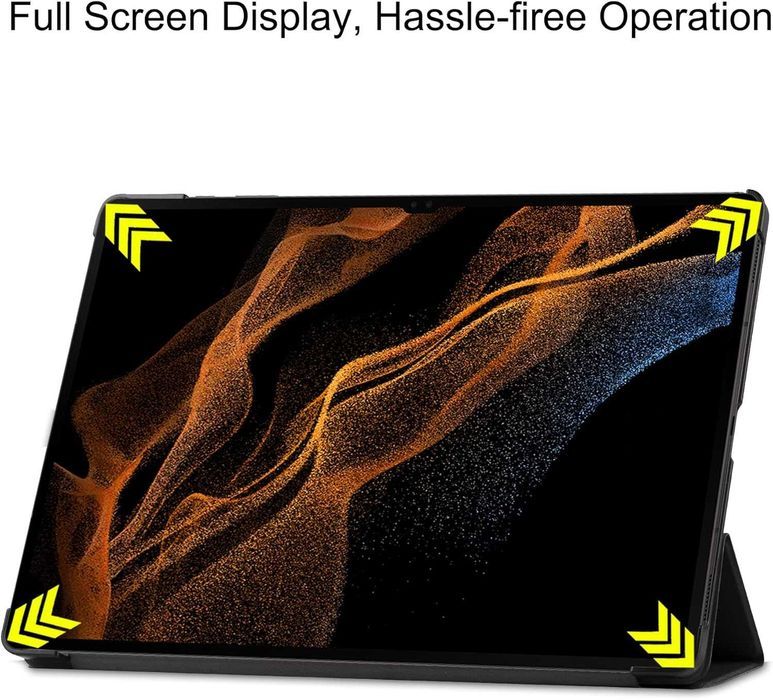 FTRONG etui do Samsung Galaxy Tab S8 Ultra stojak magnes czarne skóra