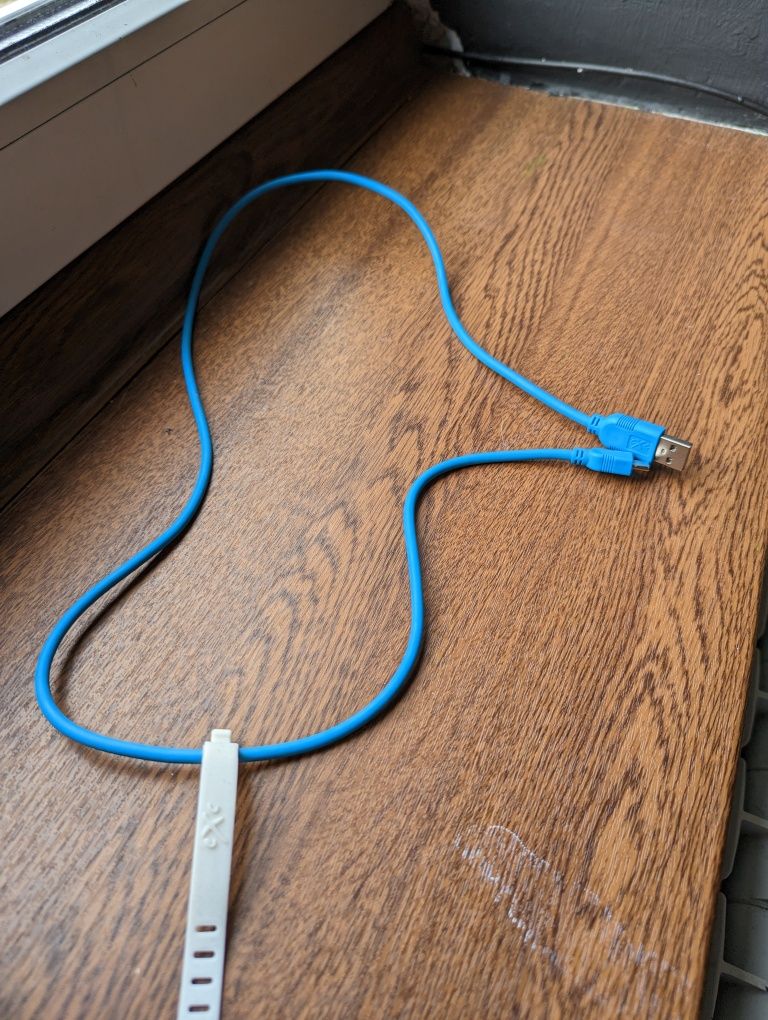 Kabel USB C 1m - niebieski, z organizerem