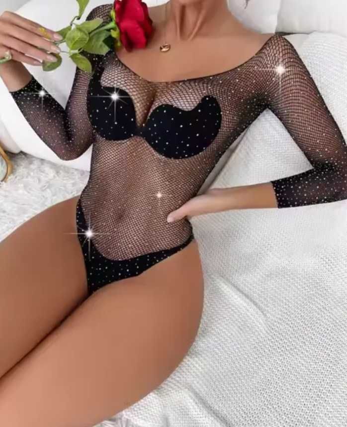 K010 seksowna bielizna body komplet ELASTYCZNY XS/XL