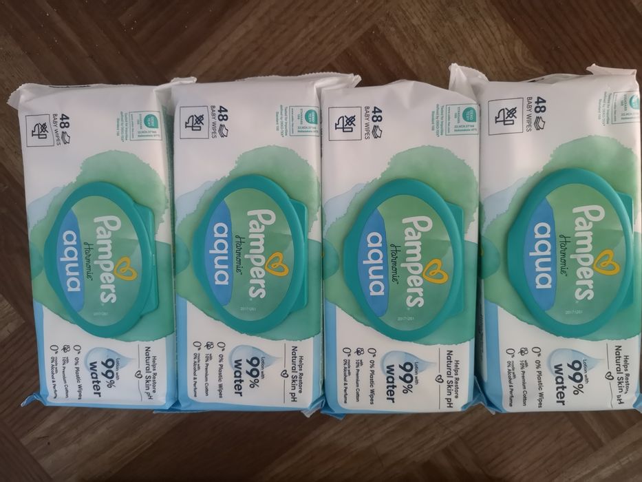 Nowe Chusteczki nawilżane Pampers Aqua Harmonie 99%wody 19 szt