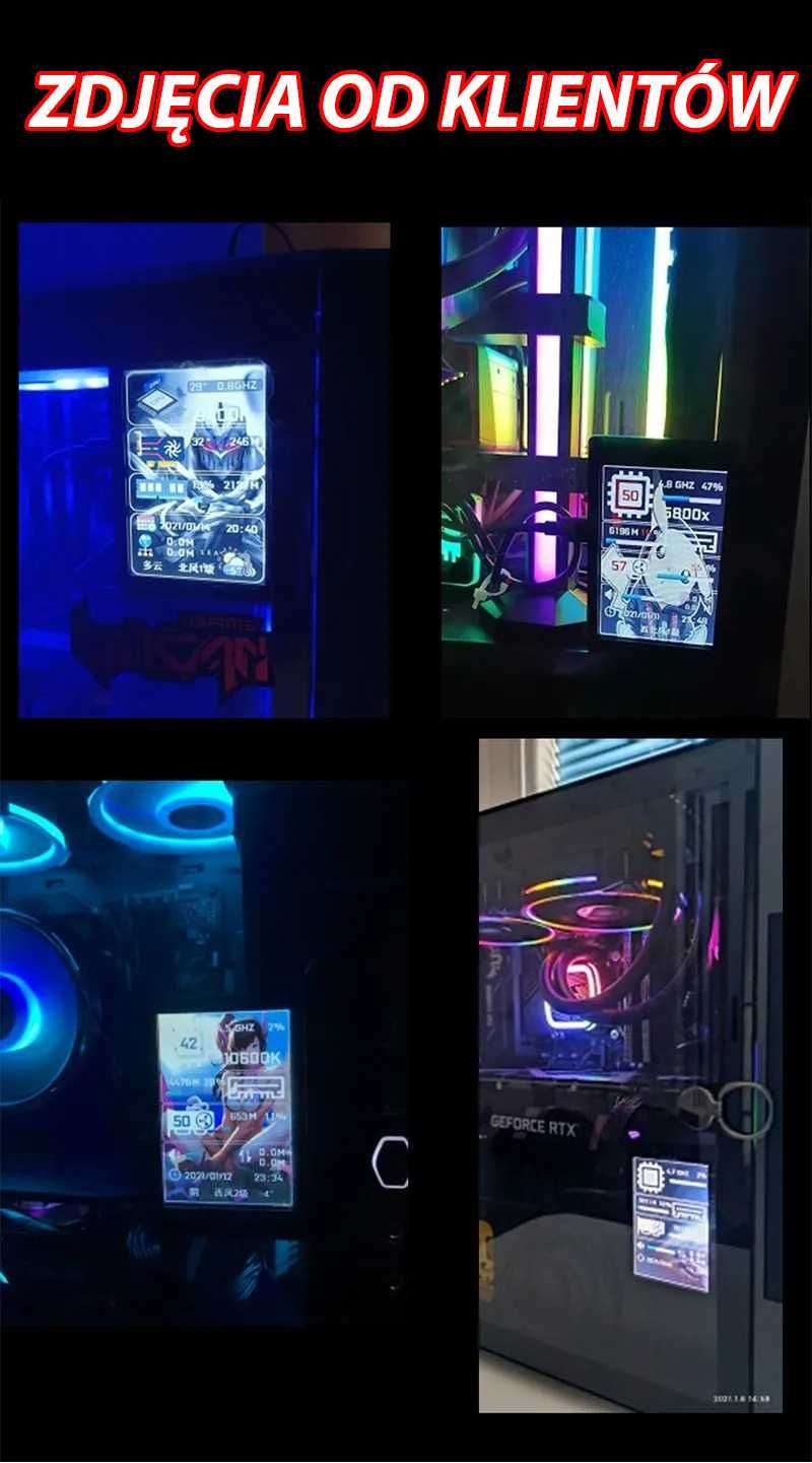 Ekran Do PC 3.5 cala Monitorujący Pracę CPU, GPU, RAM - Szybki Montaż