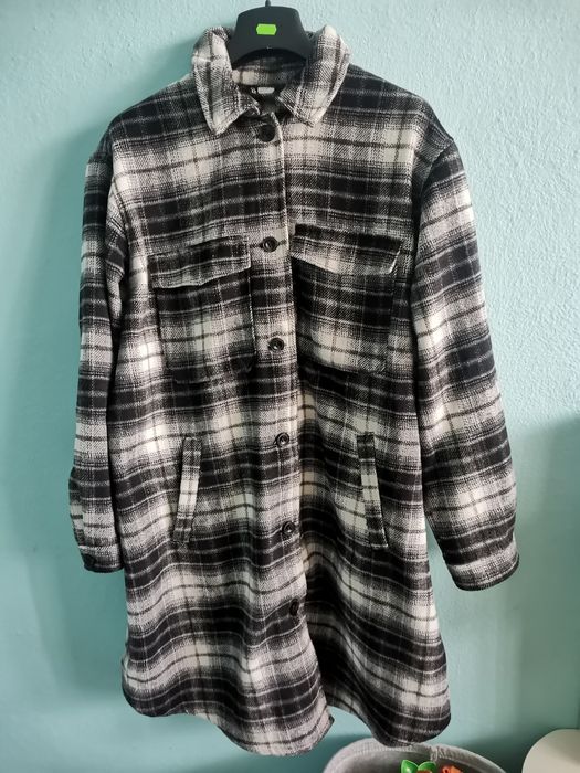 Płaszcz koszulowy w kratkę kurtka koszulowa H&M rozmiar L