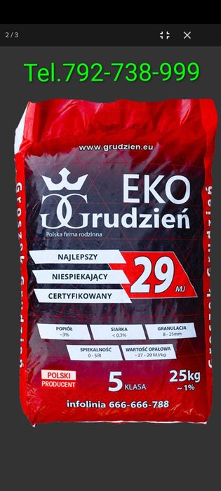 EKOGROSZEK 29MJ.Węgiel.Orzech,Najwyższa jakość.POLSKI.Transport Gratis