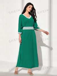 Sukienka tunika w stylu arabskim z gipiurową koronką maxi elegancka
