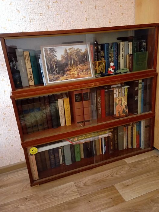 Продам полированные книжные полки со стеклом