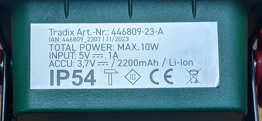 Parkside reflektor akumulatorowy, lampka warsztatowa 600lm, 6500K, 10W