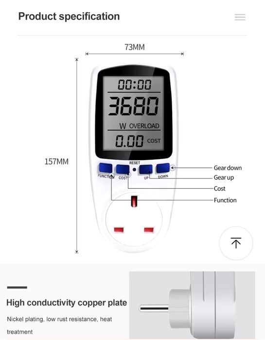 Miernik zużycia energii elektrycznej cyfrowy watomierz AC 220v 110v