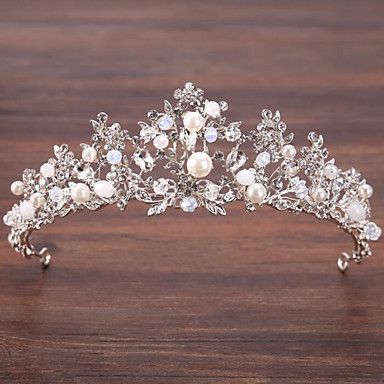 Tiara com Perolas Imitação / Detalhes em Cristal Casamento