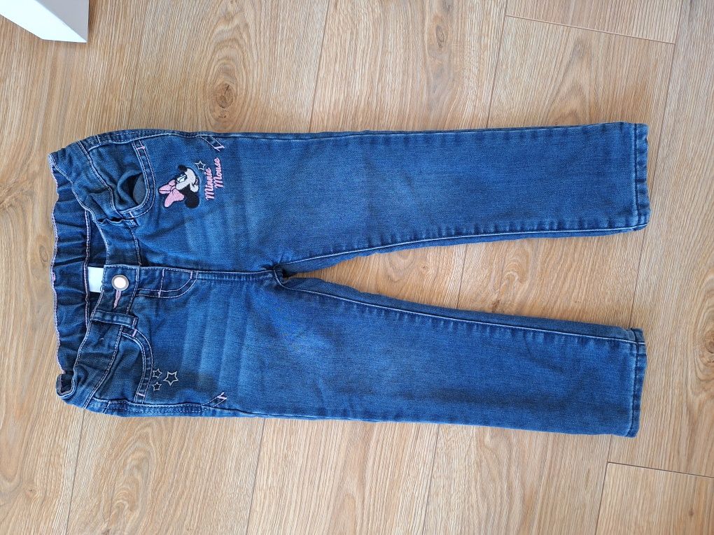 Spodnie jeansowe jeansy ocieplane Myszka Minni 104 C&A