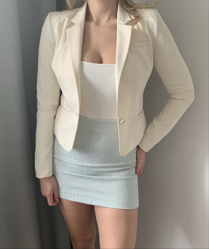 Karen by Simonsen elegancka klasyczna marynarka kremowa 34 XS