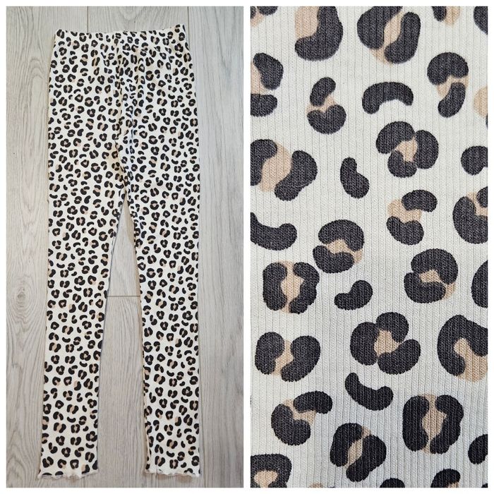 NOWE legginsy prążek 134-140 getry panterka