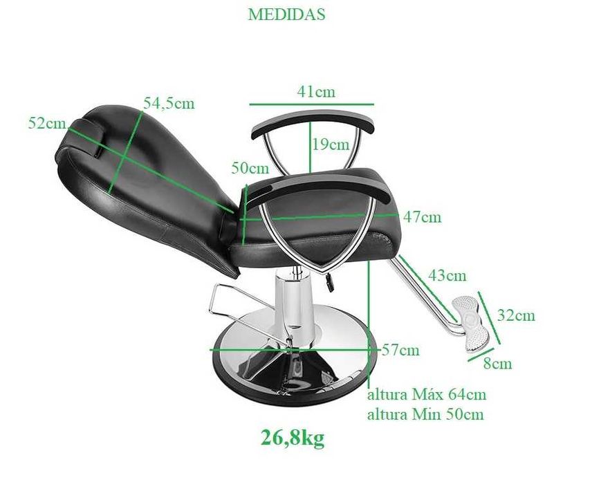 Cadeira Hidráulica e Reclinável de Barberaria - Nova e Profissional