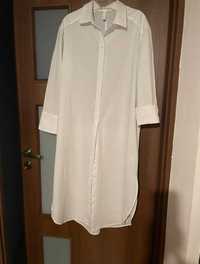 H&M długa biała bawełniana koszula sukienka oversize L