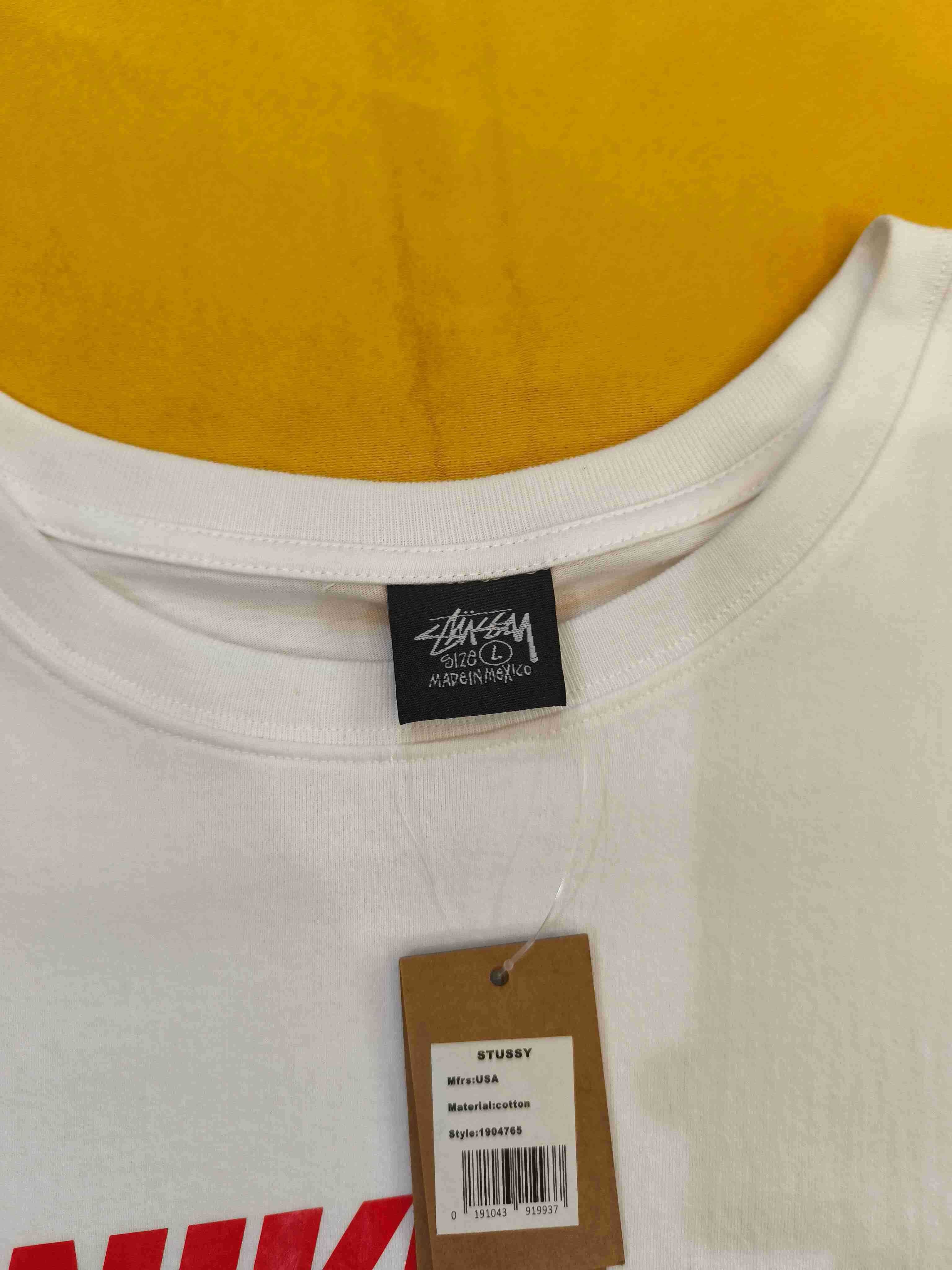Stussy,Męska biała koszulka z nadrukiem letnim, rozmiar L