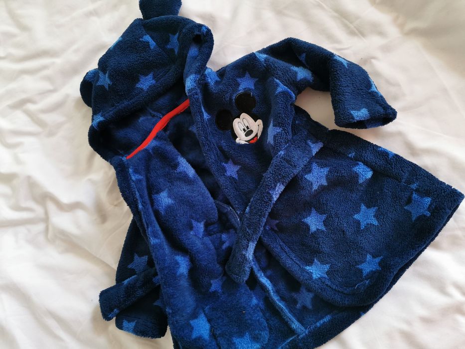 Szlafrok z Myszką Miki 0-6m 56-68cm 8kgj nowy Disney