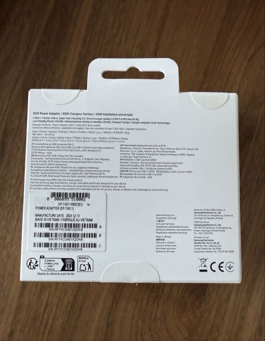 NOWA Oryginalna ładowarka Samsung 45W + Kabel USB-C