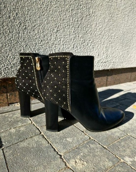 Жіночі черевики шкіряні ботильйони ботинки на стійкому каблуку