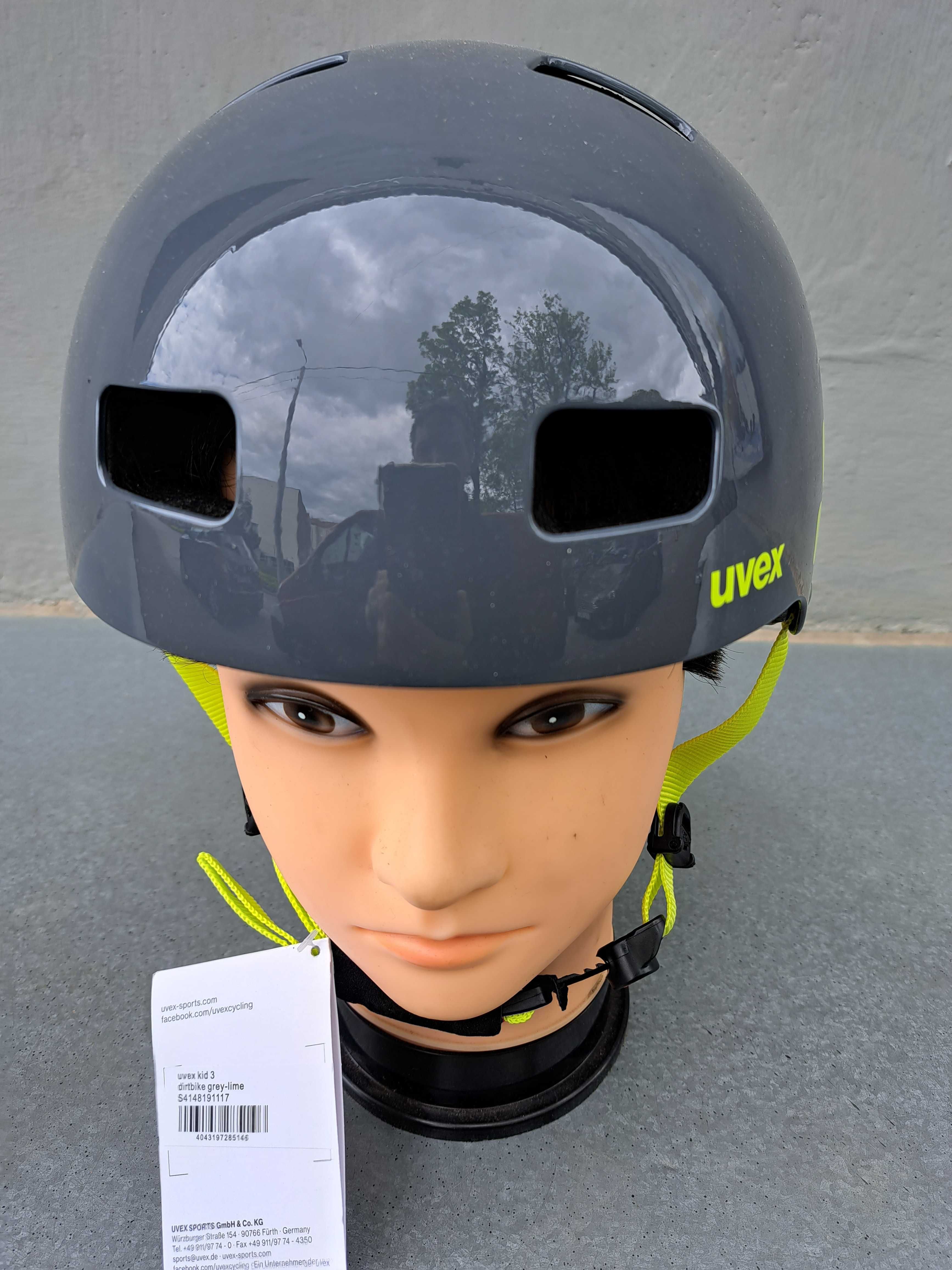 kask rowerowy UVEX Kid 3 dirt grey-lime rozmiar 51- 55 - 58 cm