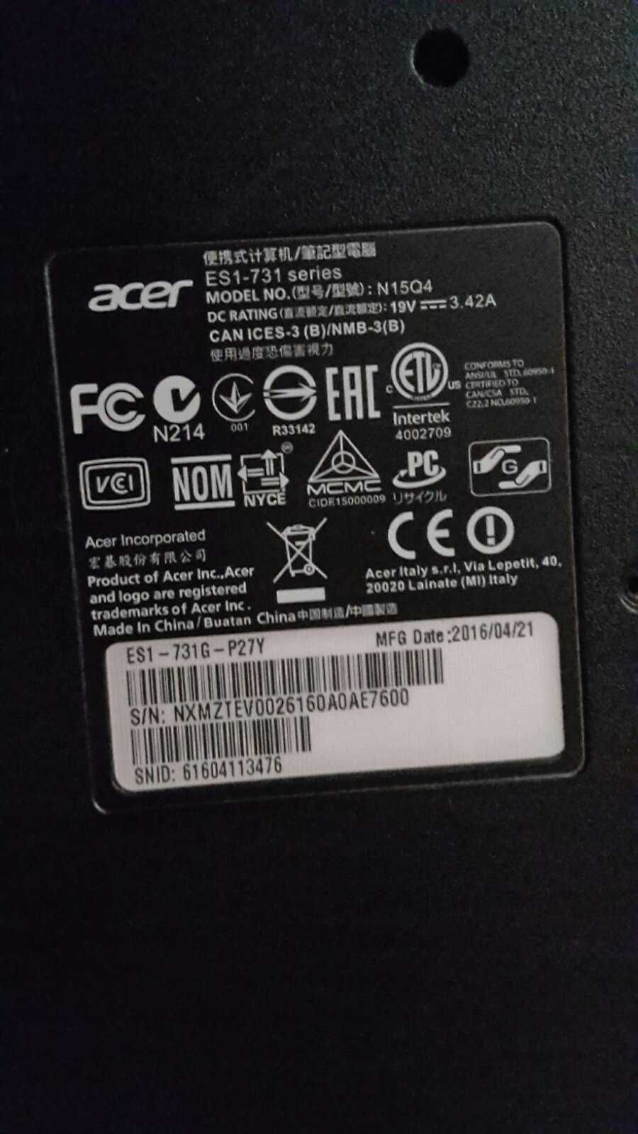 Acer es1-731 розборка запчасті