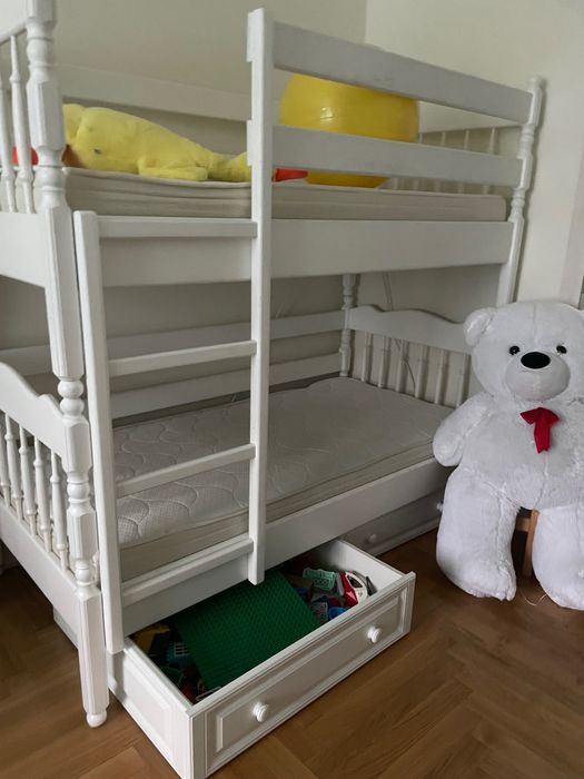 Двоповерхове ліжко-трансформер біле