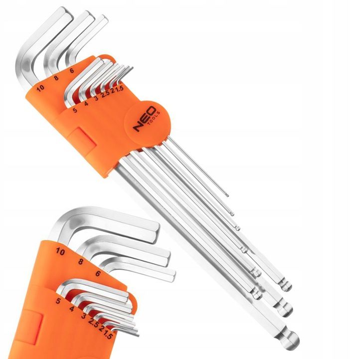Neo Imbusy Klucze Imbusowe Z Końcówką Kulistą 9szt. Z Magnesem 09-525