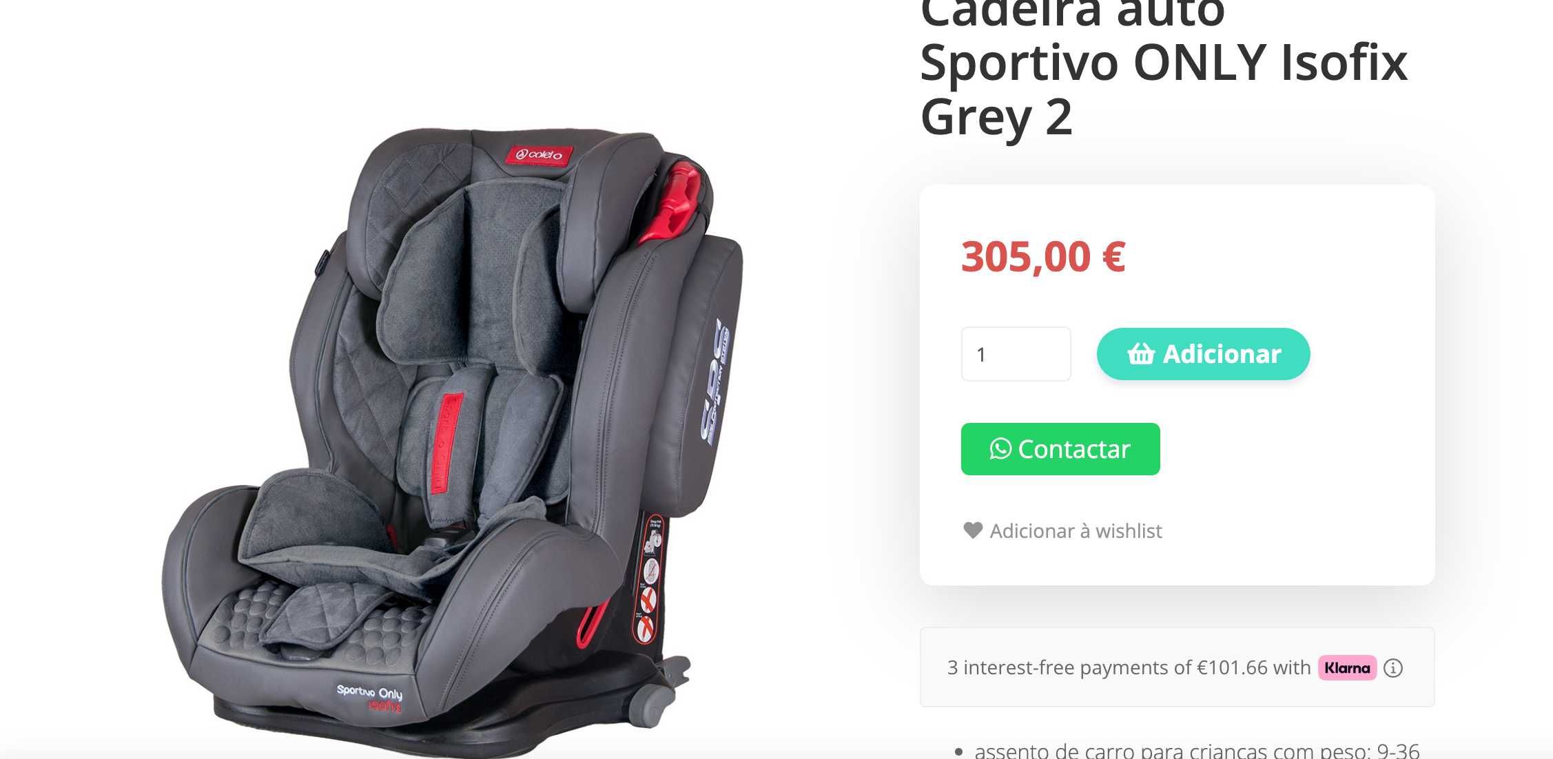 cadeira bebe desportiva com isofix