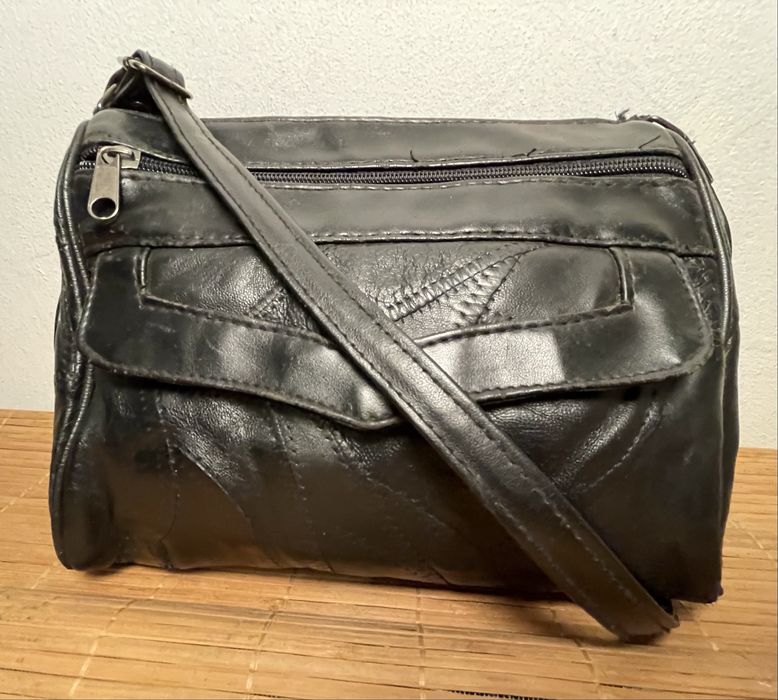 Torebka na ramię VINTAGE lata 80 oldschool ze skóry naturalnej