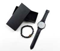 Nowy elegancki zegarek męski z datownikiem plus bransoletka na prezent
