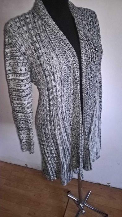 Sweter damski, długi,luźny, narzutka Mixed Fibres-rozmiar 40/42
