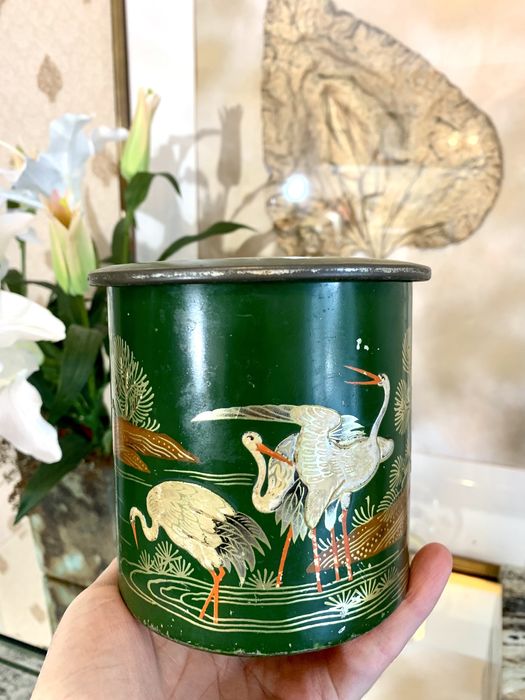 Metalowa Puszka Unikat pudełko Ptaki Bociany pojemnik