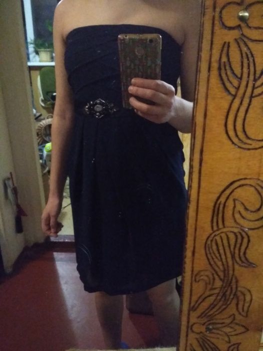 платье синее с вышивкой вечернее коктейльное выпускной