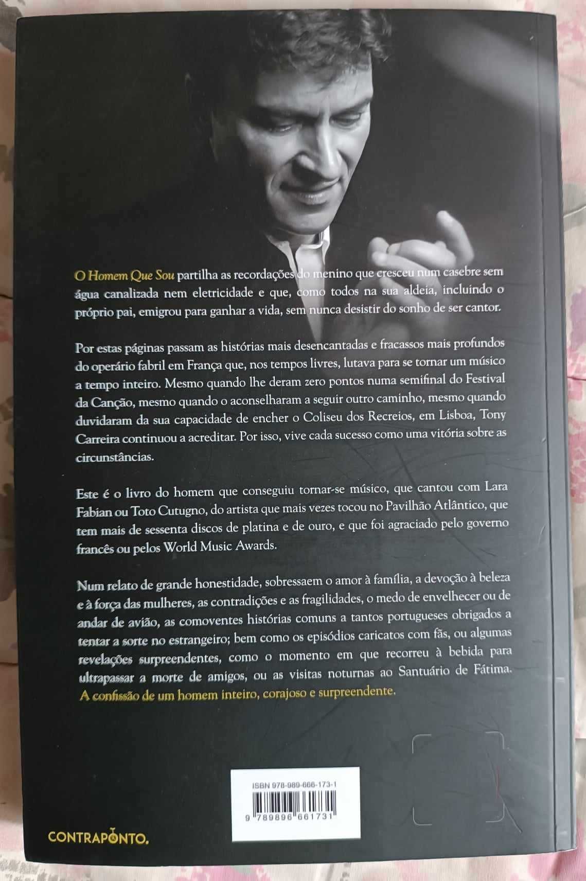 Livro do Tony Carreira "O homem que sou"